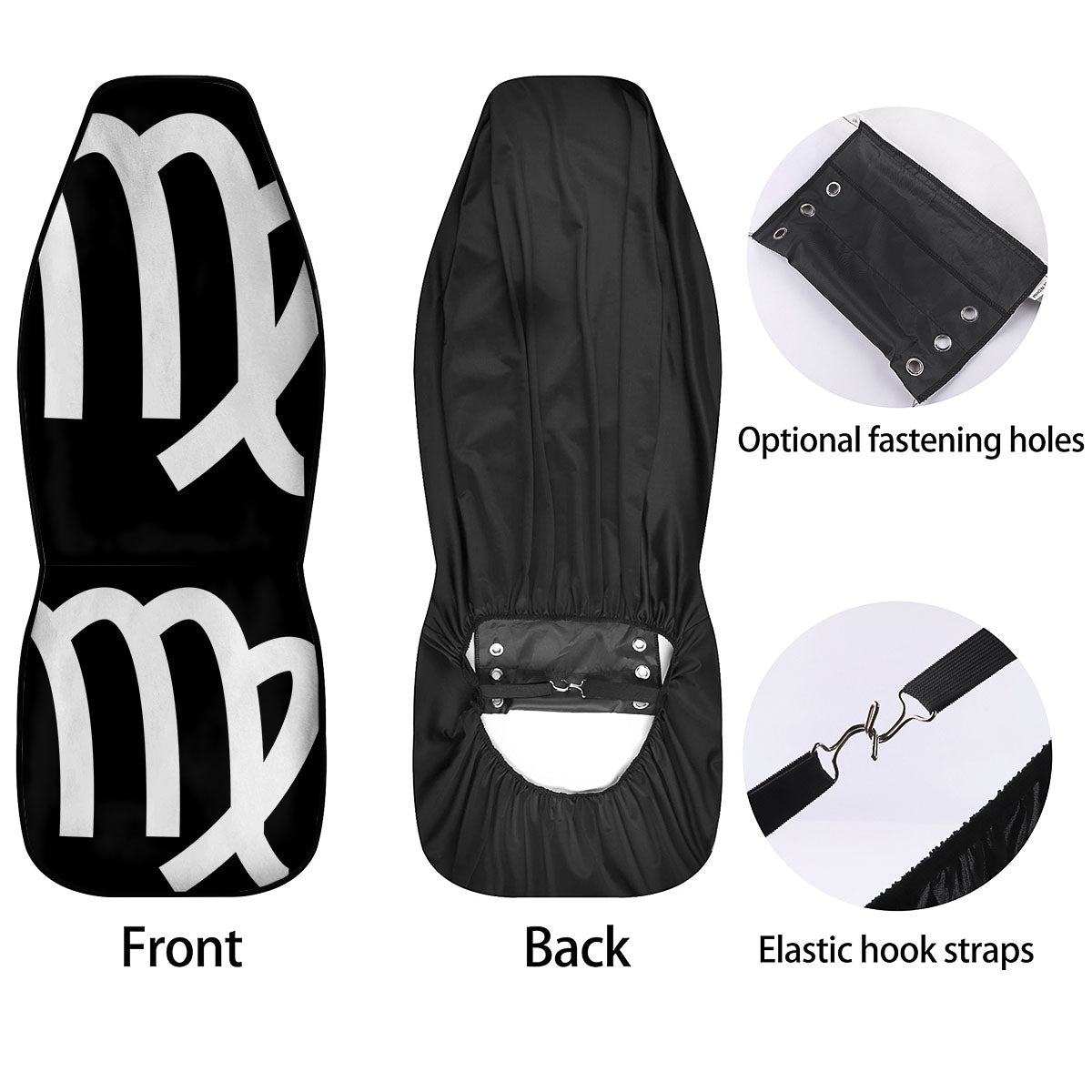 Virgo Sign White And Black Print Car Seat Covers-grizzshop