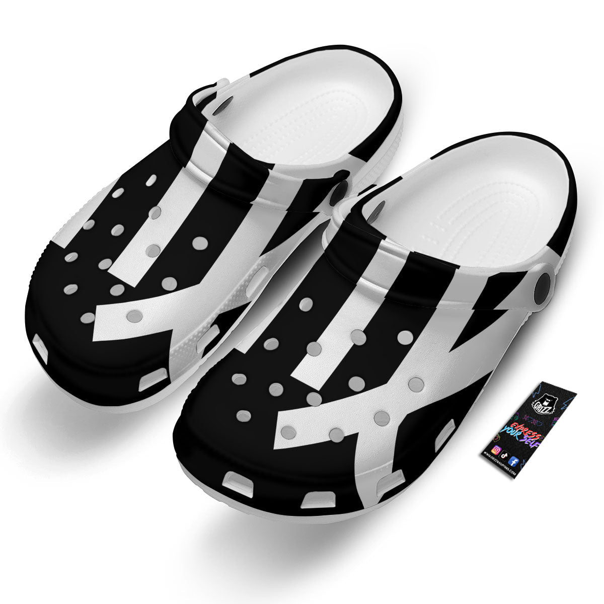 Virgo Sign White And Black Print Clog-grizzshop