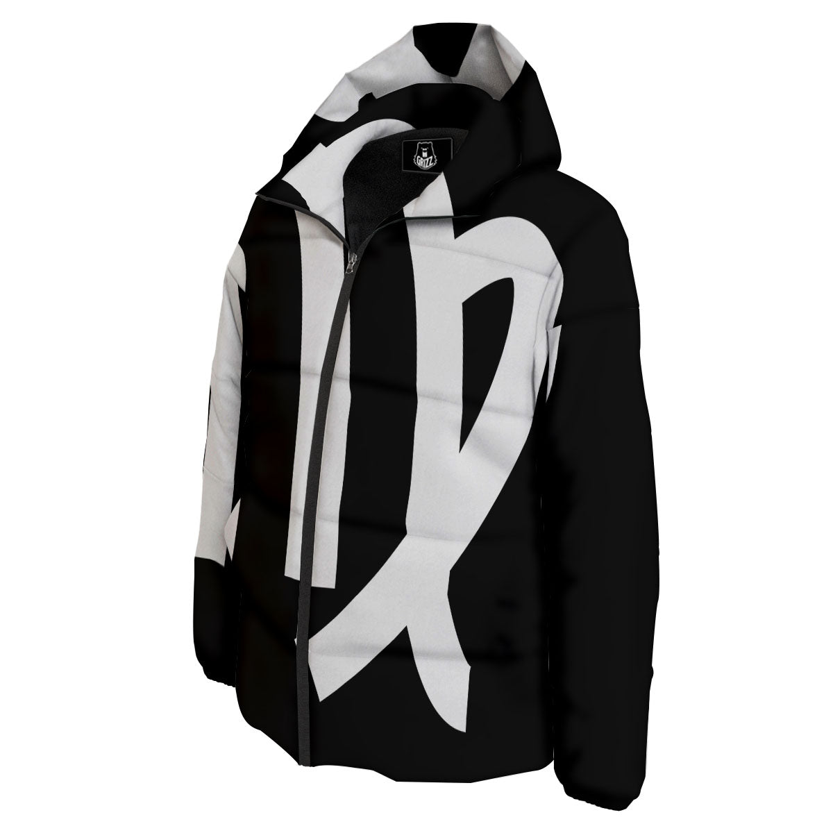 Virgo Sign White And Black Print Down Jacket-grizzshop