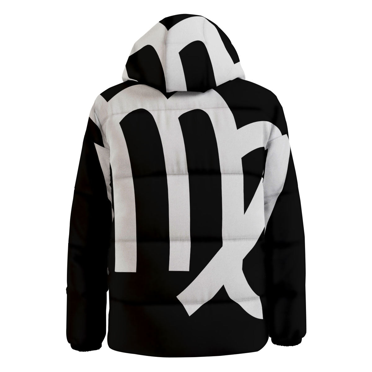 Virgo Sign White And Black Print Down Jacket-grizzshop