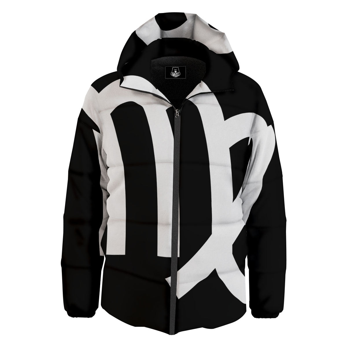 Virgo Sign White And Black Print Down Jacket-grizzshop