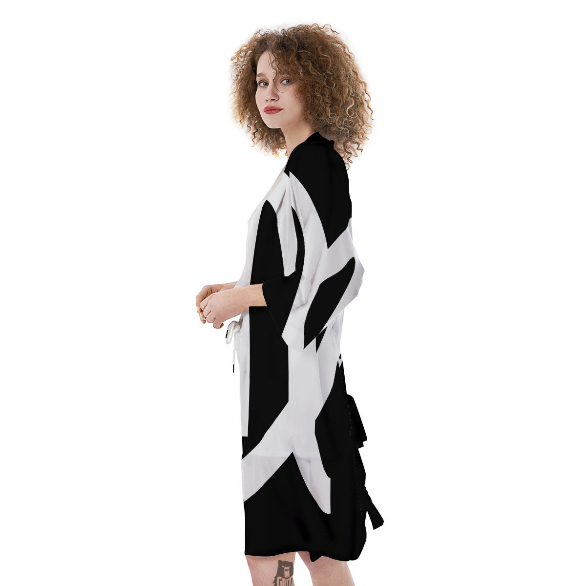 Virgo Sign White And Black Print Kimono-grizzshop