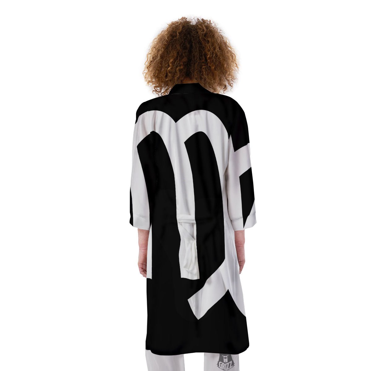 Virgo Sign White And Black Print Kimono-grizzshop