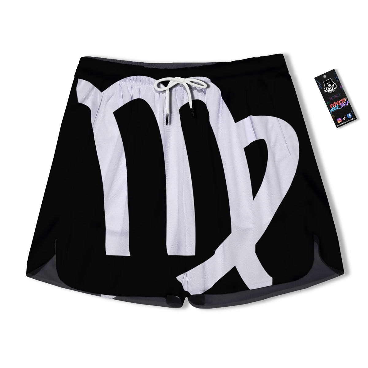Virgo Sign White And Black Print Men's Running Shorts-grizzshop