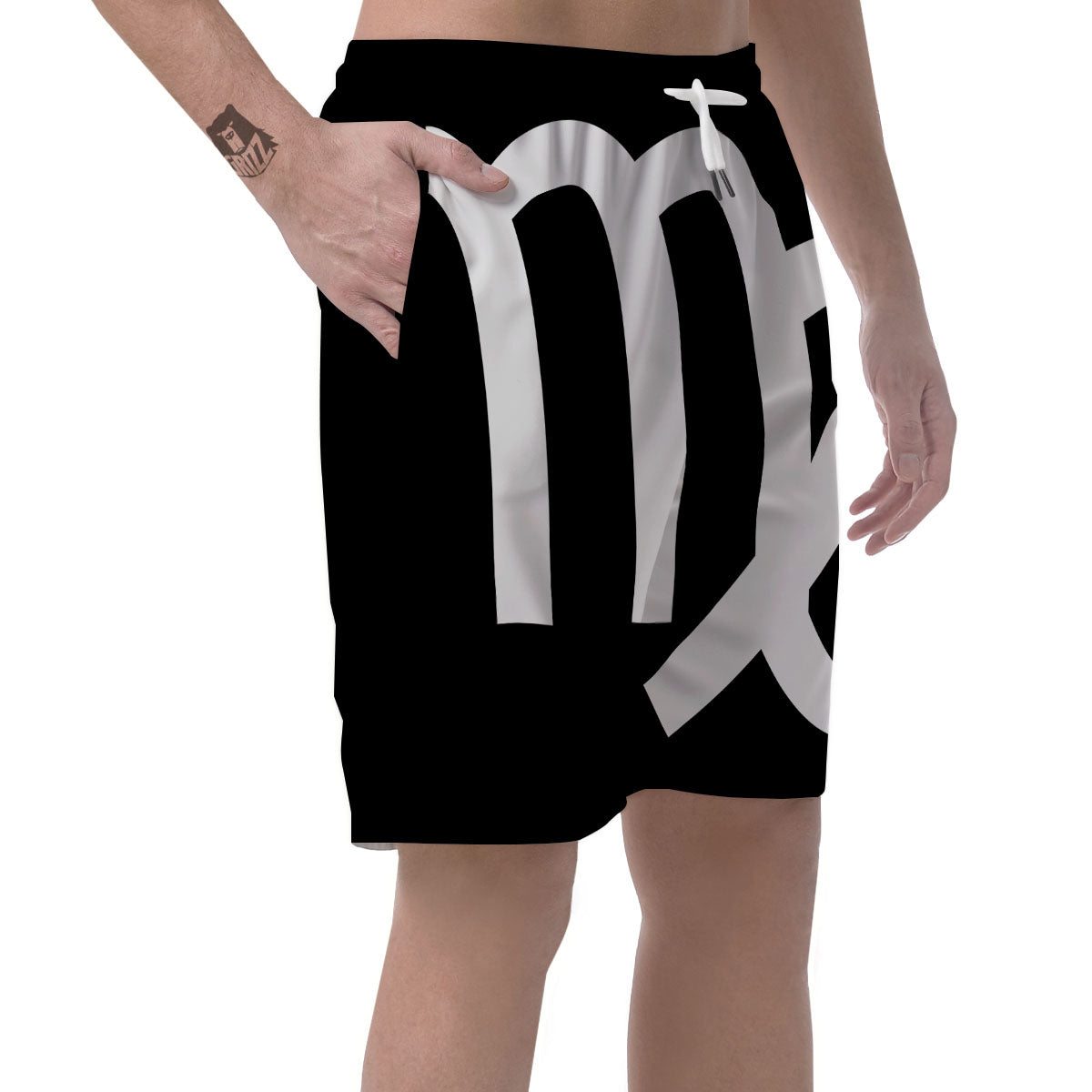 Virgo Sign White And Black Print Men's Shorts-grizzshop