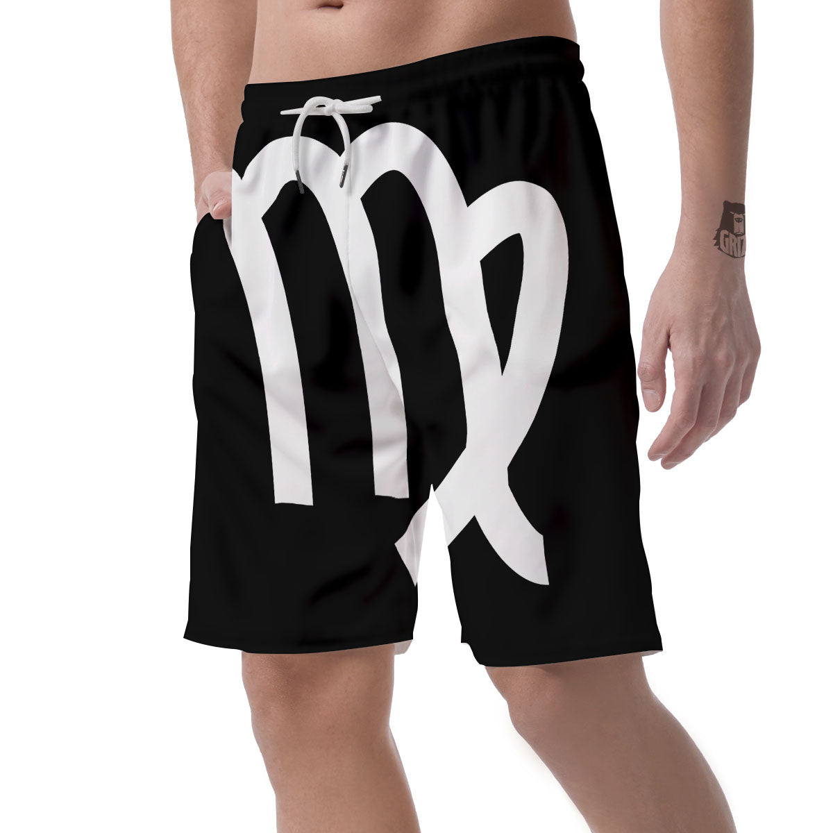 Virgo Sign White And Black Print Men's Shorts-grizzshop