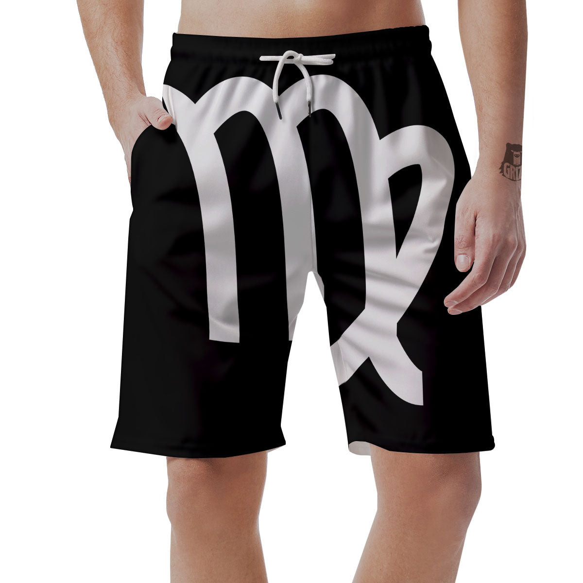 Virgo Sign White And Black Print Men's Shorts-grizzshop