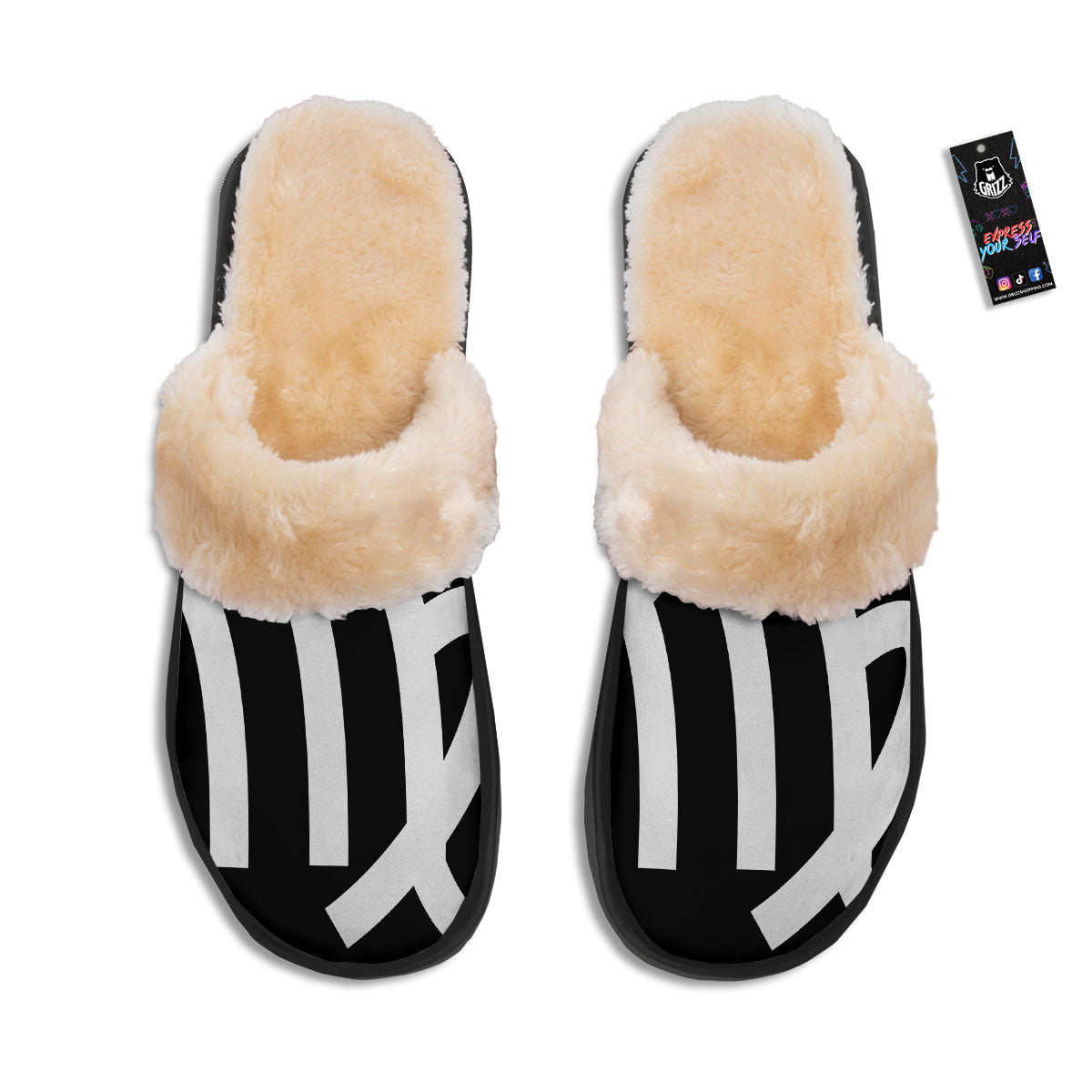 Virgo Sign White And Black Print Slippers-grizzshop