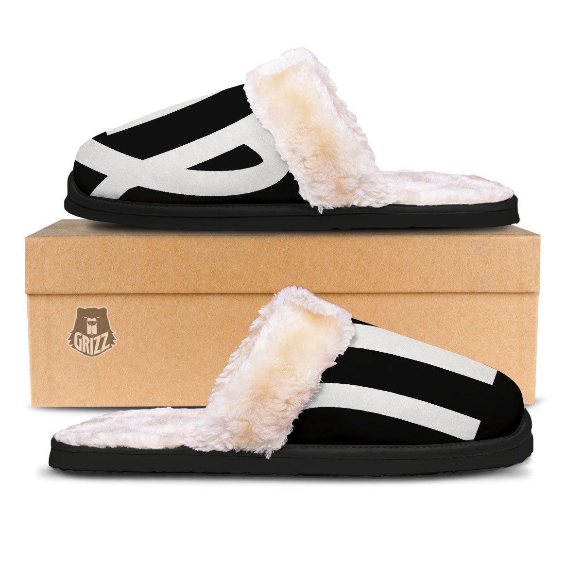 Virgo Sign White And Black Print Slippers-grizzshop