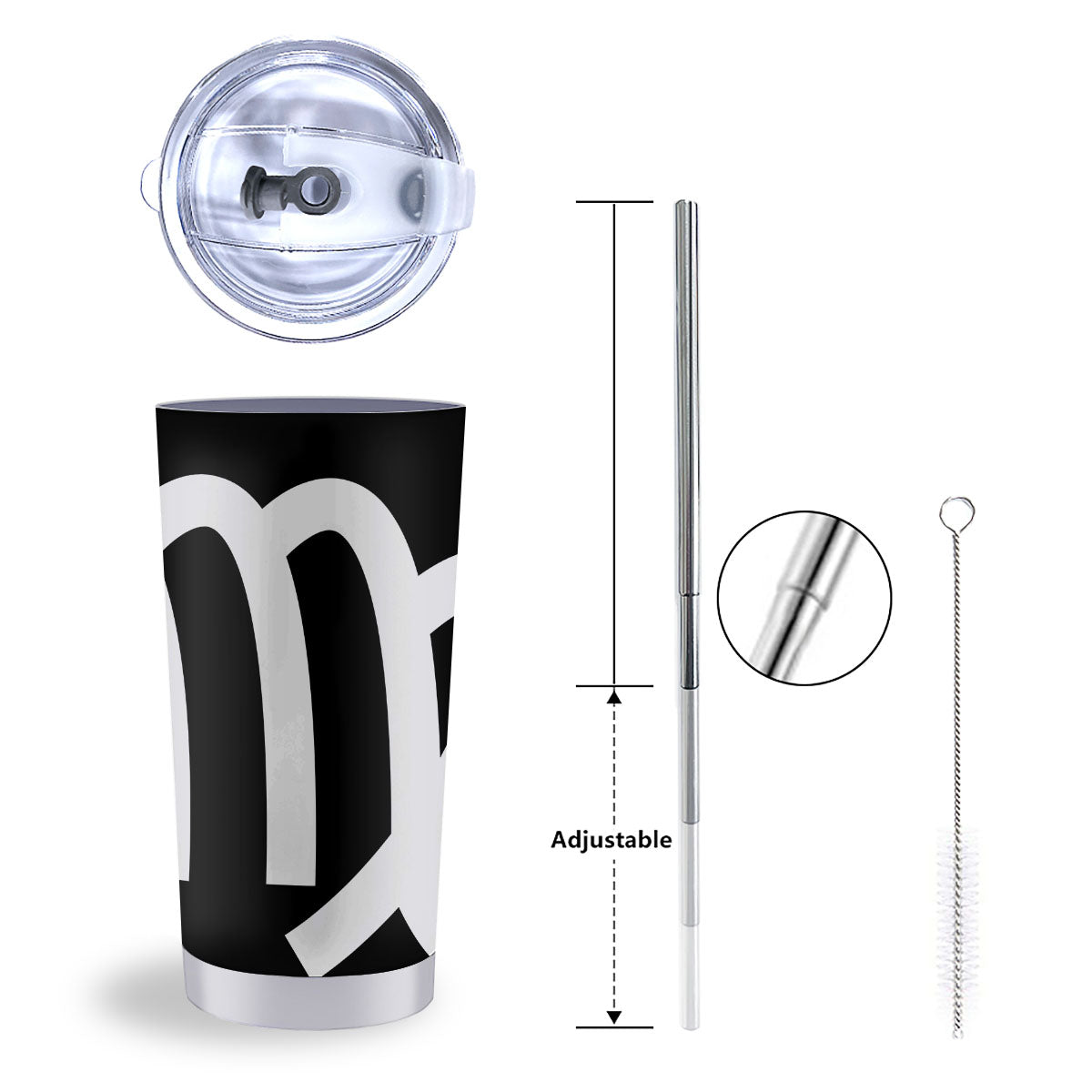 Virgo Sign White And Black Print Tumbler-grizzshop