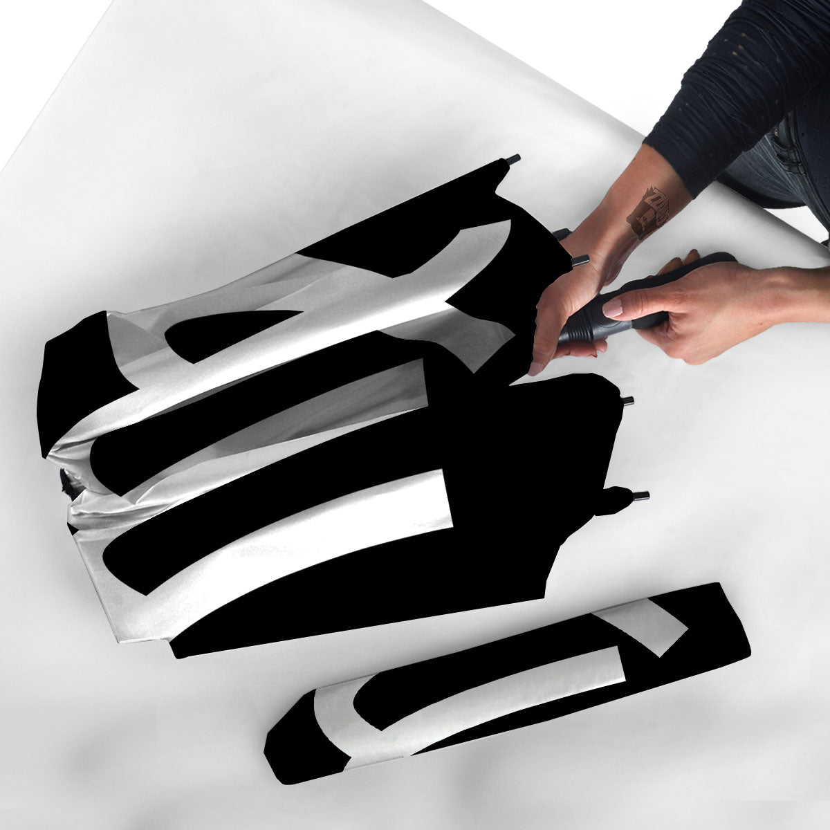 Virgo Sign White And Black Print Umbrella-grizzshop