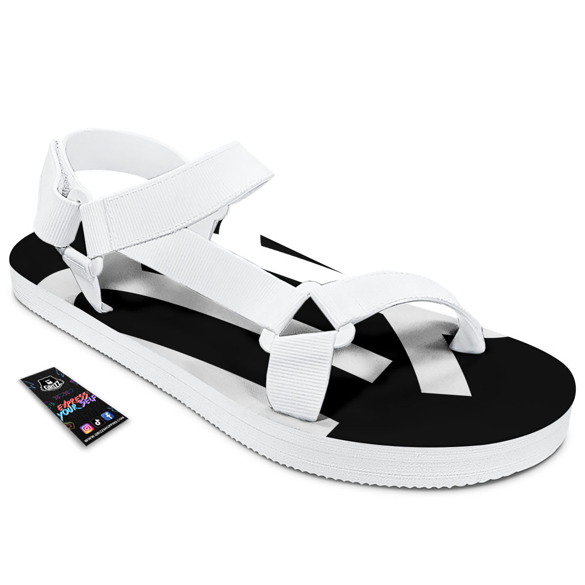 Virgo Sign White And Black Print White Open Toe Sandals-grizzshop
