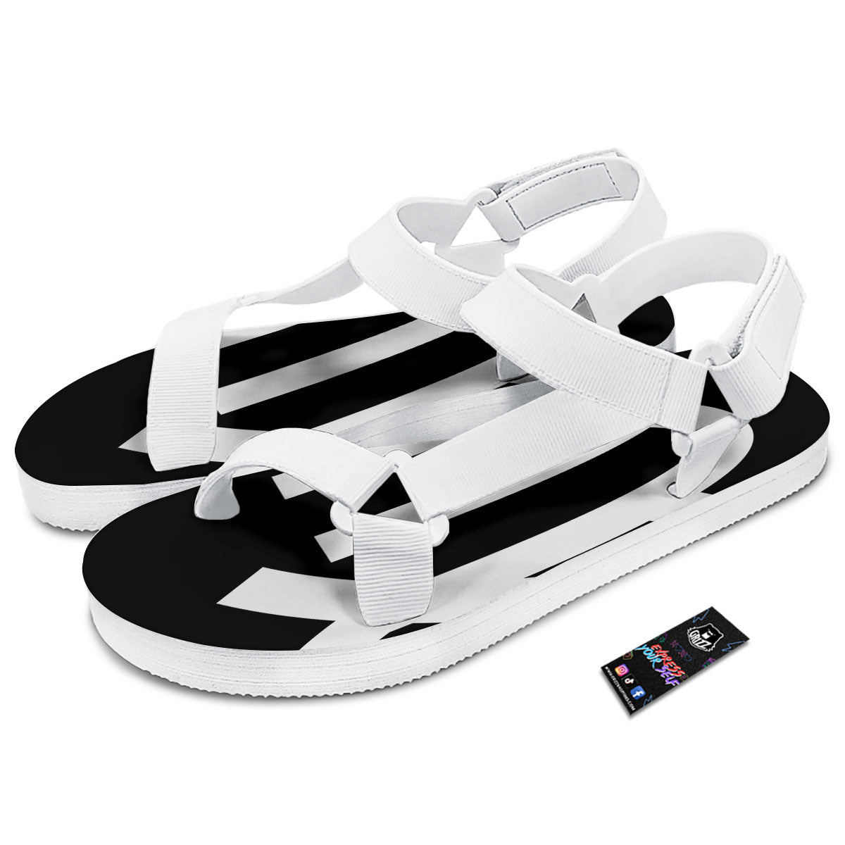 Virgo Sign White And Black Print White Open Toe Sandals-grizzshop