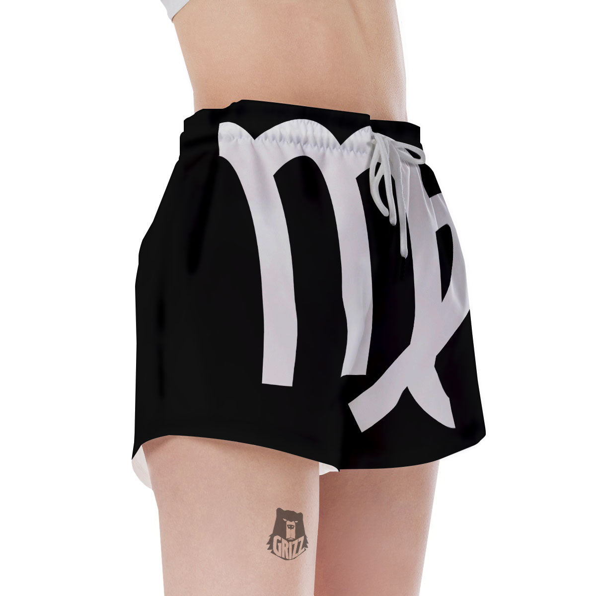 Virgo Sign White And Black Print Women's Shorts-grizzshop
