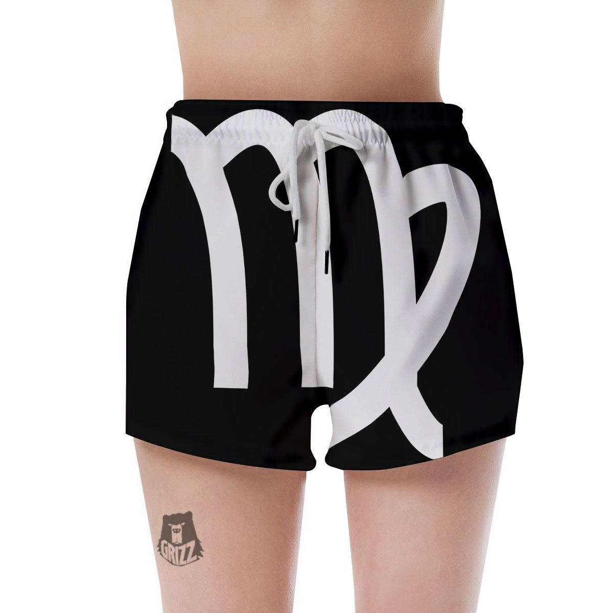 Virgo Sign White And Black Print Women's Shorts-grizzshop