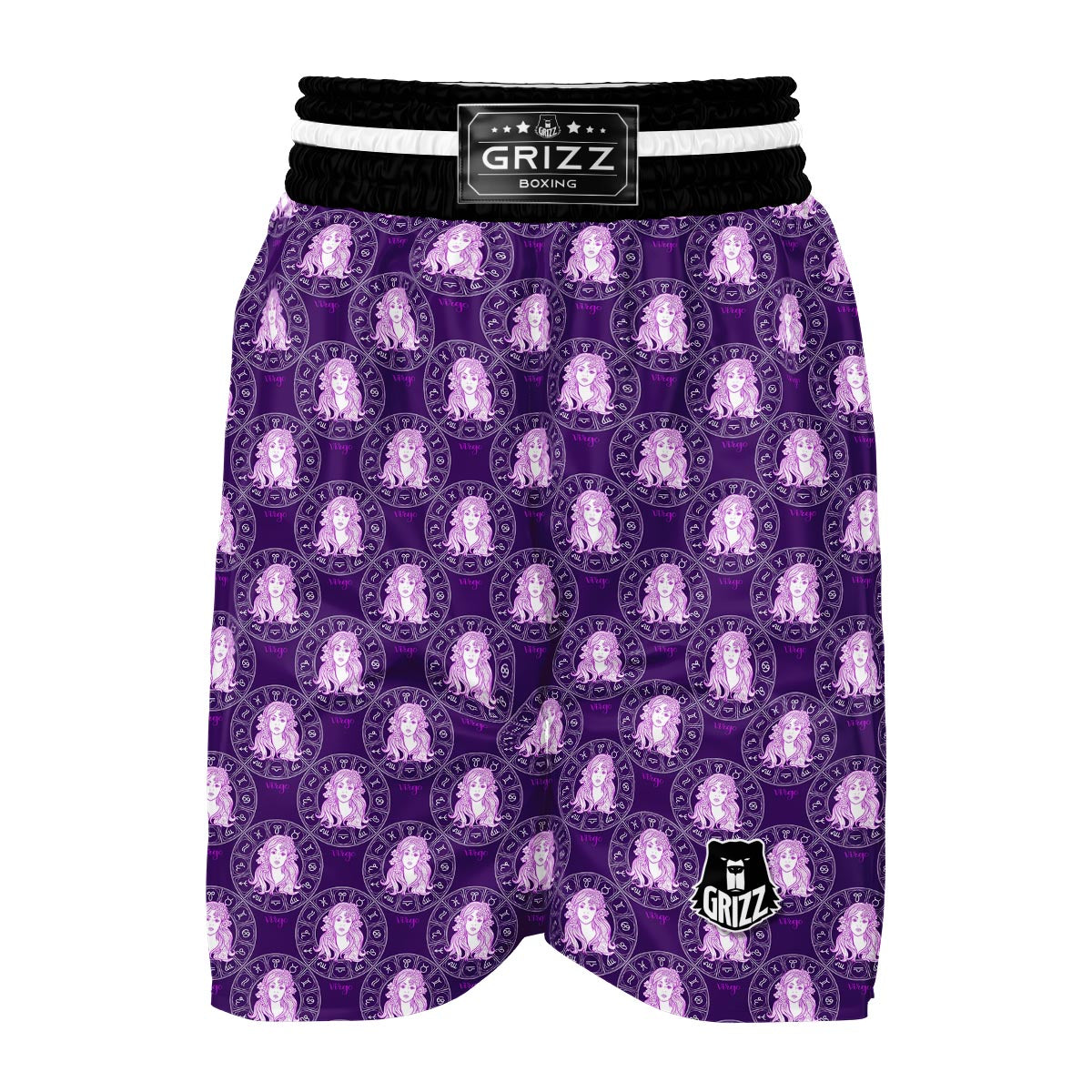 Virgo Zodiac Pattern Print Boxing Shorts-grizzshop