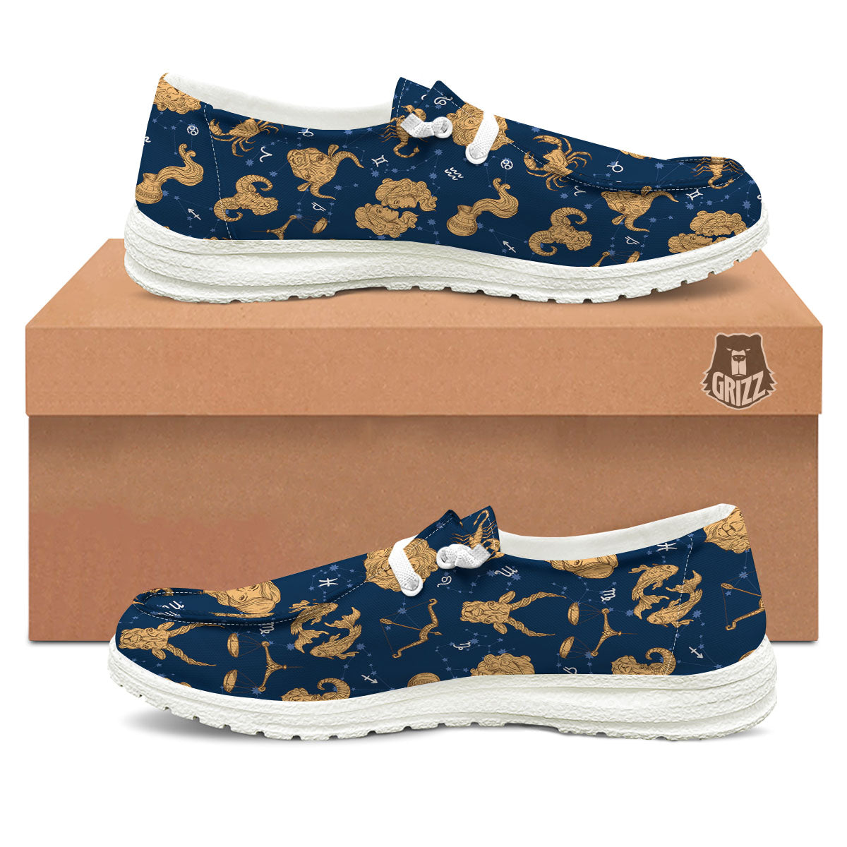 Virgo Zodiac Purple Print Pattern Black Loafers-grizzshop