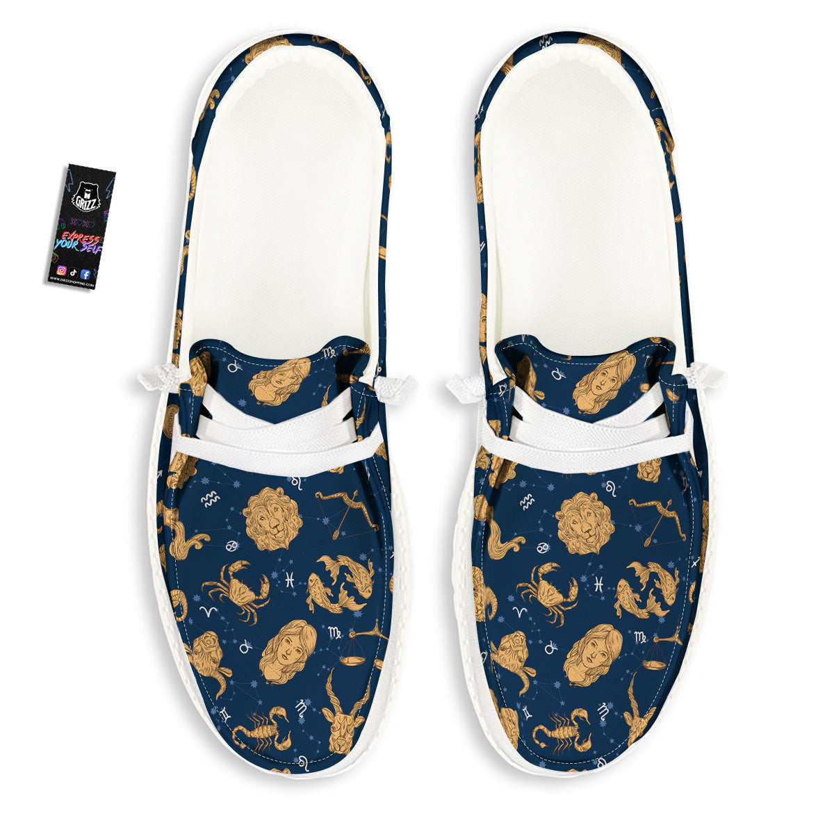 Virgo Zodiac Purple Print Pattern Black Loafers-grizzshop