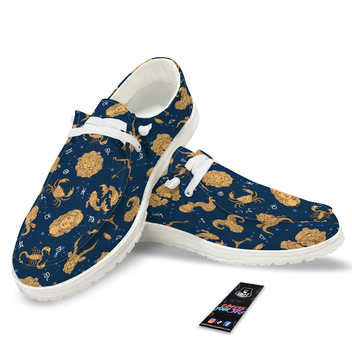 Virgo Zodiac Purple Print Pattern Black Loafers-grizzshop