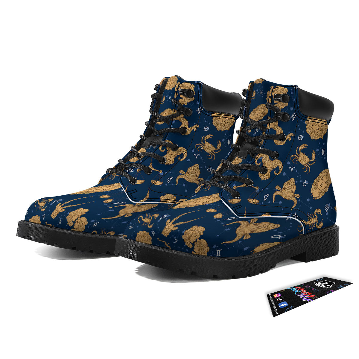 Virgo Zodiac Purple Print Pattern Boots-grizzshop