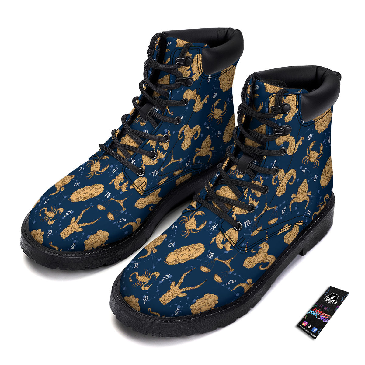 Virgo Zodiac Purple Print Pattern Boots-grizzshop