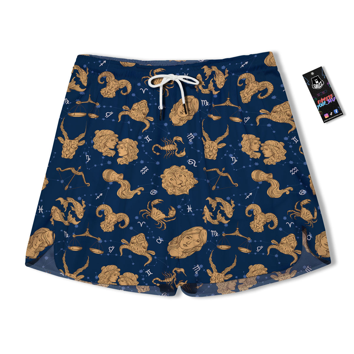 Virgo Zodiac Purple Print Pattern Men's Running Shorts-grizzshop