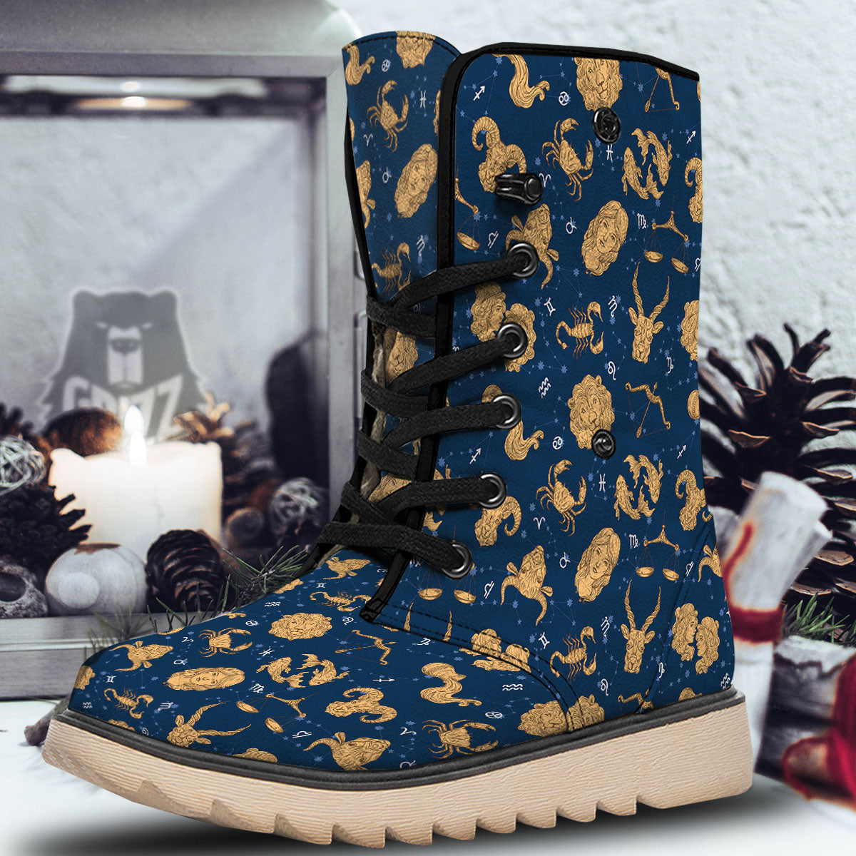 Virgo Zodiac Purple Print Pattern Snow Boots-grizzshop