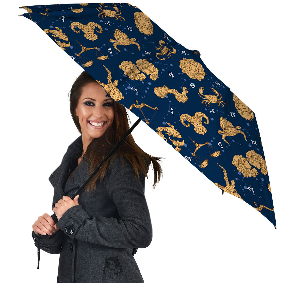 Virgo Zodiac Purple Print Pattern Umbrella-grizzshop