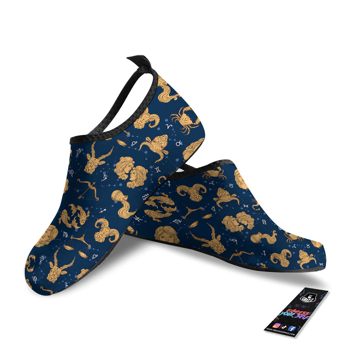 Virgo Zodiac Purple Print Pattern Water Shoes-grizzshop
