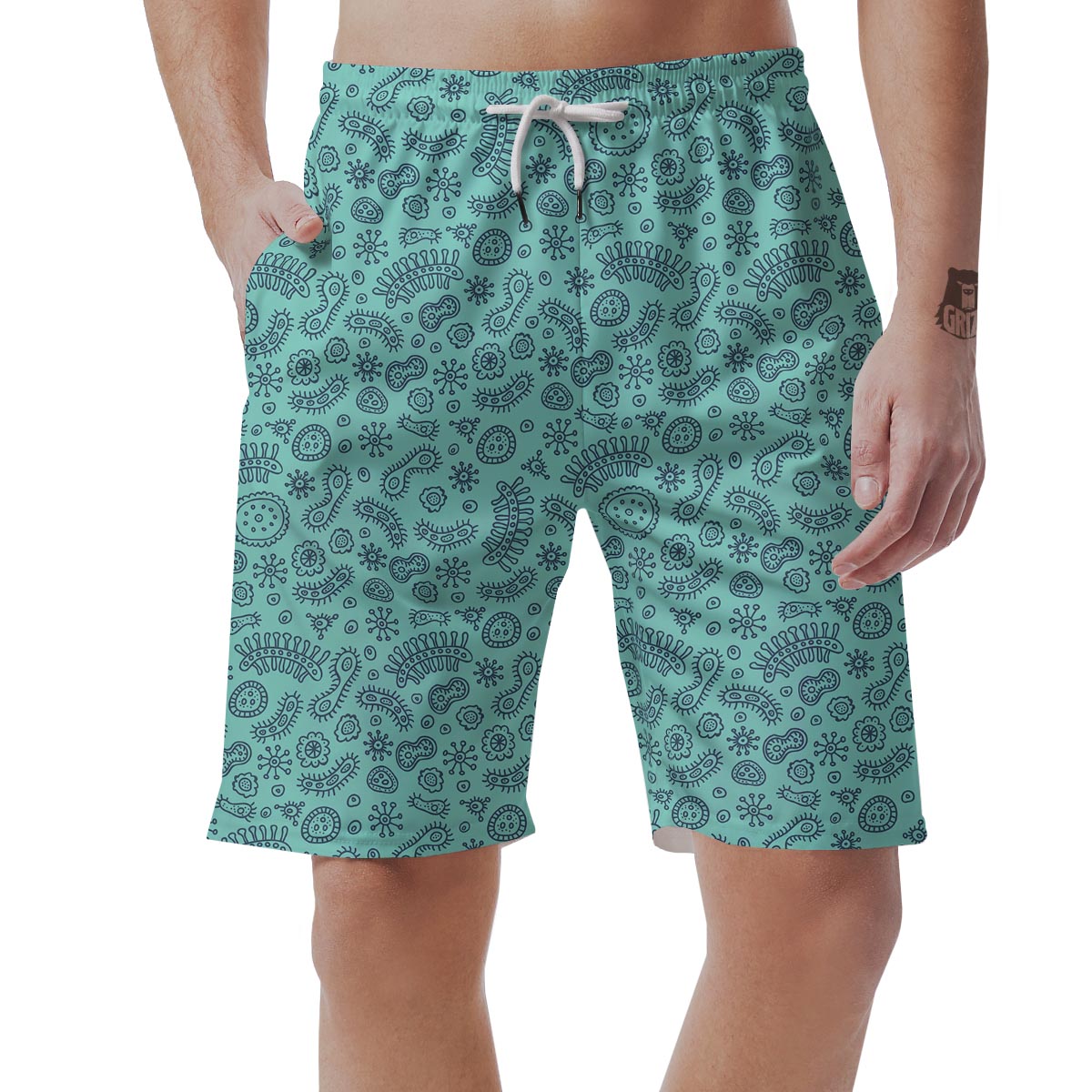 Virus Bacteria Pattern Print Men's Shorts-grizzshop