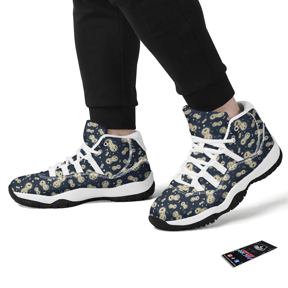 Virus Bacteria Print Pattern White Bball Shoes-grizzshop
