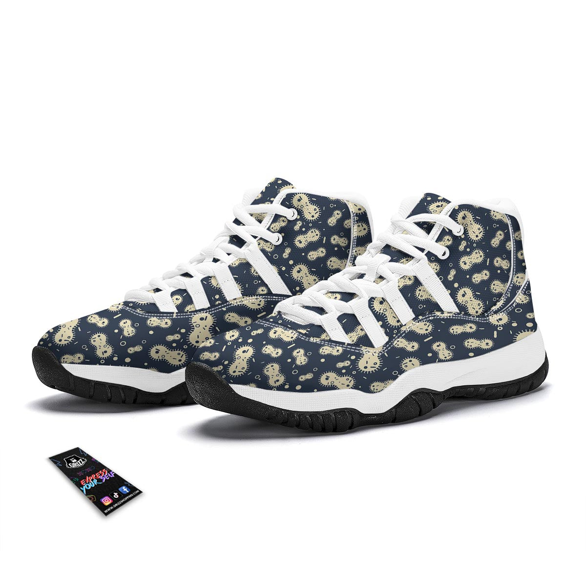 Virus Bacteria Print Pattern White Bball Shoes-grizzshop