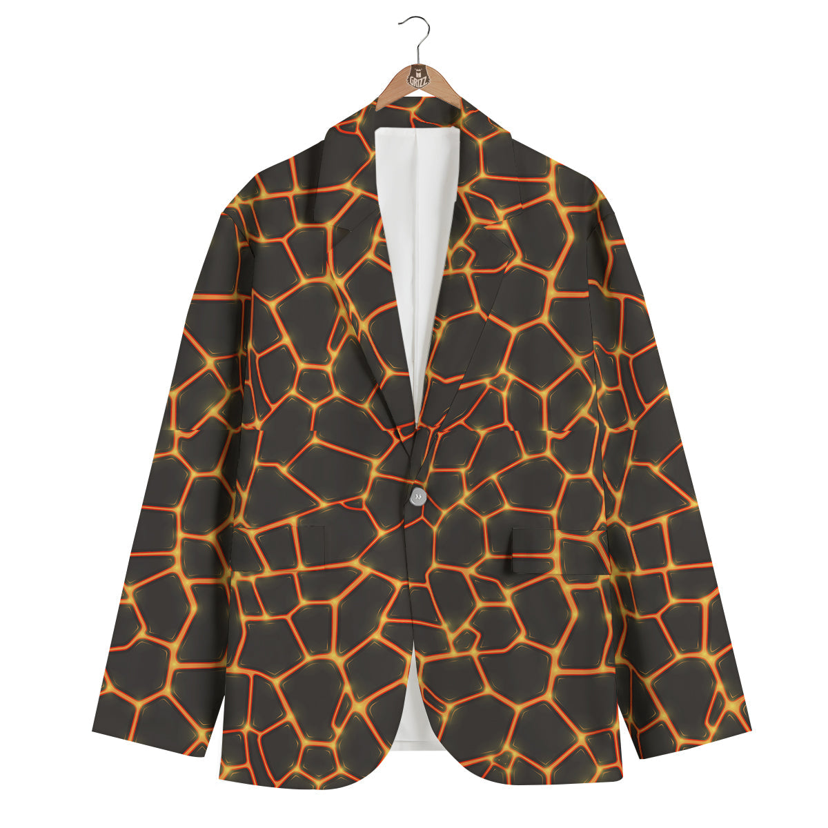 Volcano Cartoon Lava Print Pattern Men's Blazer-grizzshop