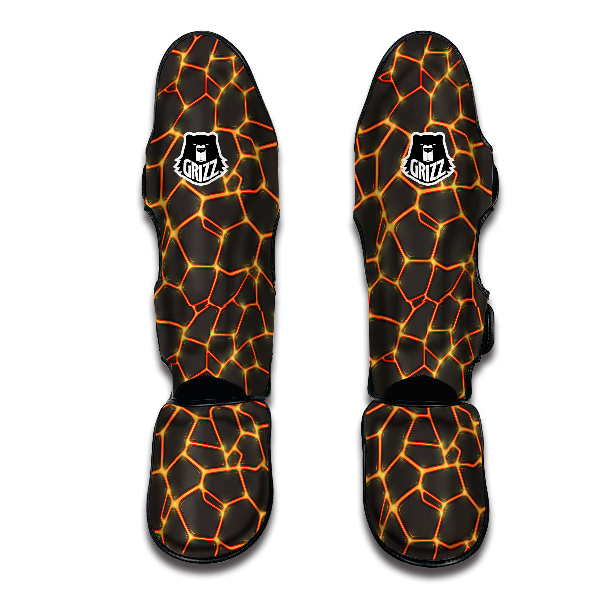 Volcano Cartoon Lava Print Pattern Muay Thai Shin Guards-grizzshop