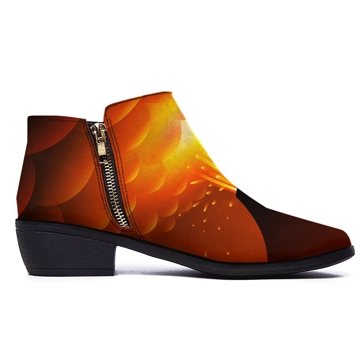 Volcano Erupt Print Ankle Boots-grizzshop