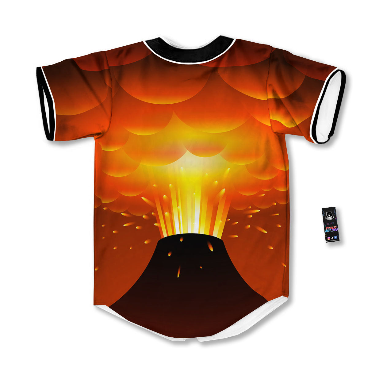 Volcano Erupt Print Baseball Jersey-grizzshop