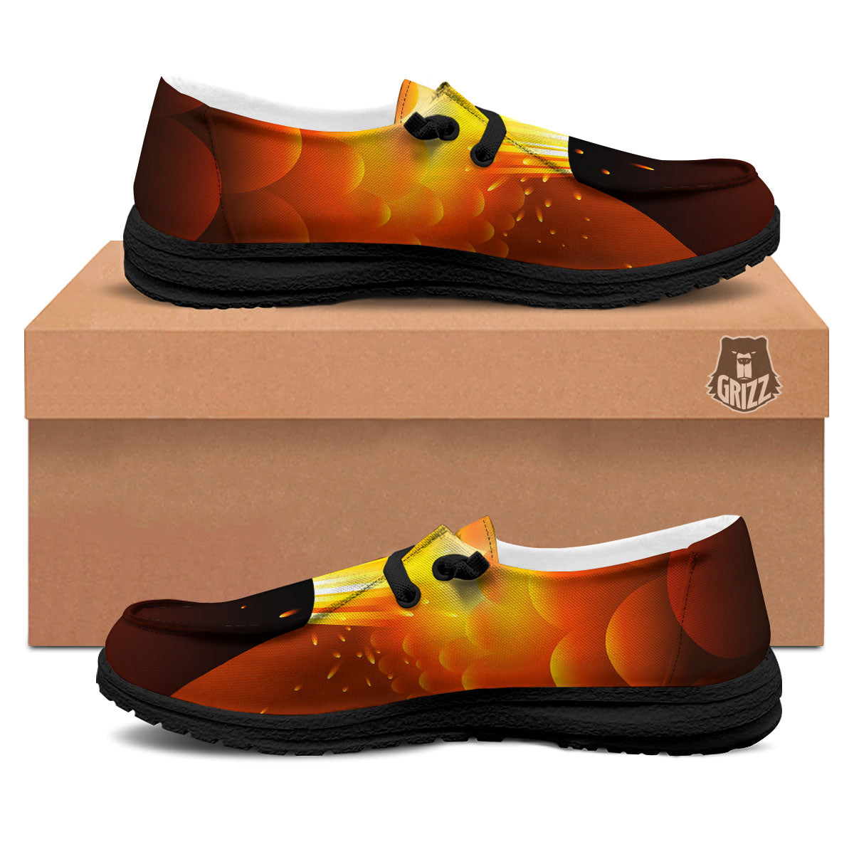 Volcano Erupt Print Black Loafers-grizzshop