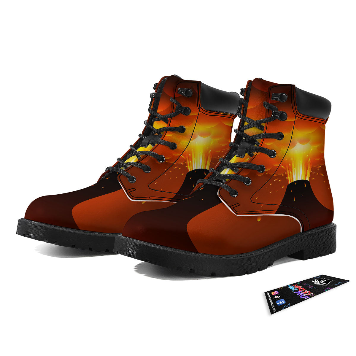 Volcano Erupt Print Boots-grizzshop