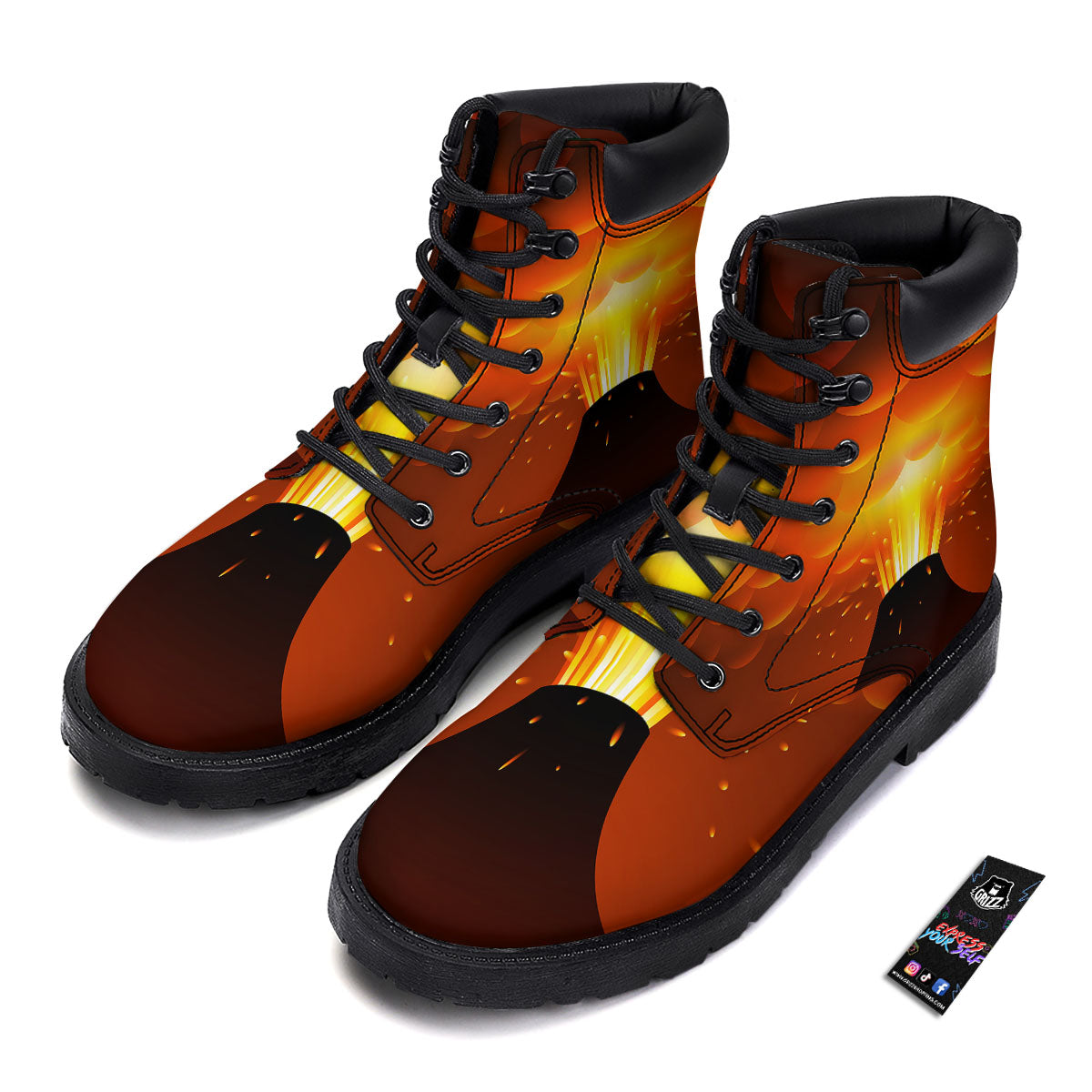 Volcano Erupt Print Boots-grizzshop