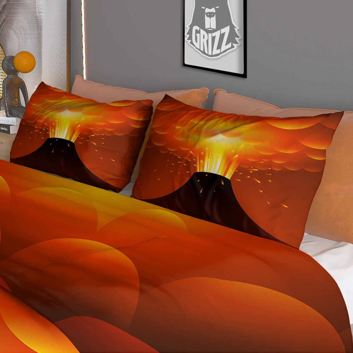Volcano Erupt Print Duvet Cover Bedding Set