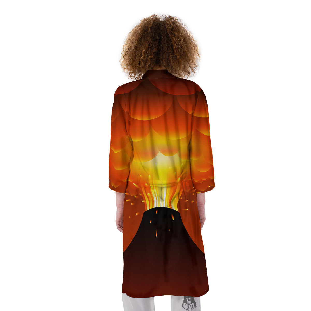 Volcano Erupt Print Kimono-grizzshop