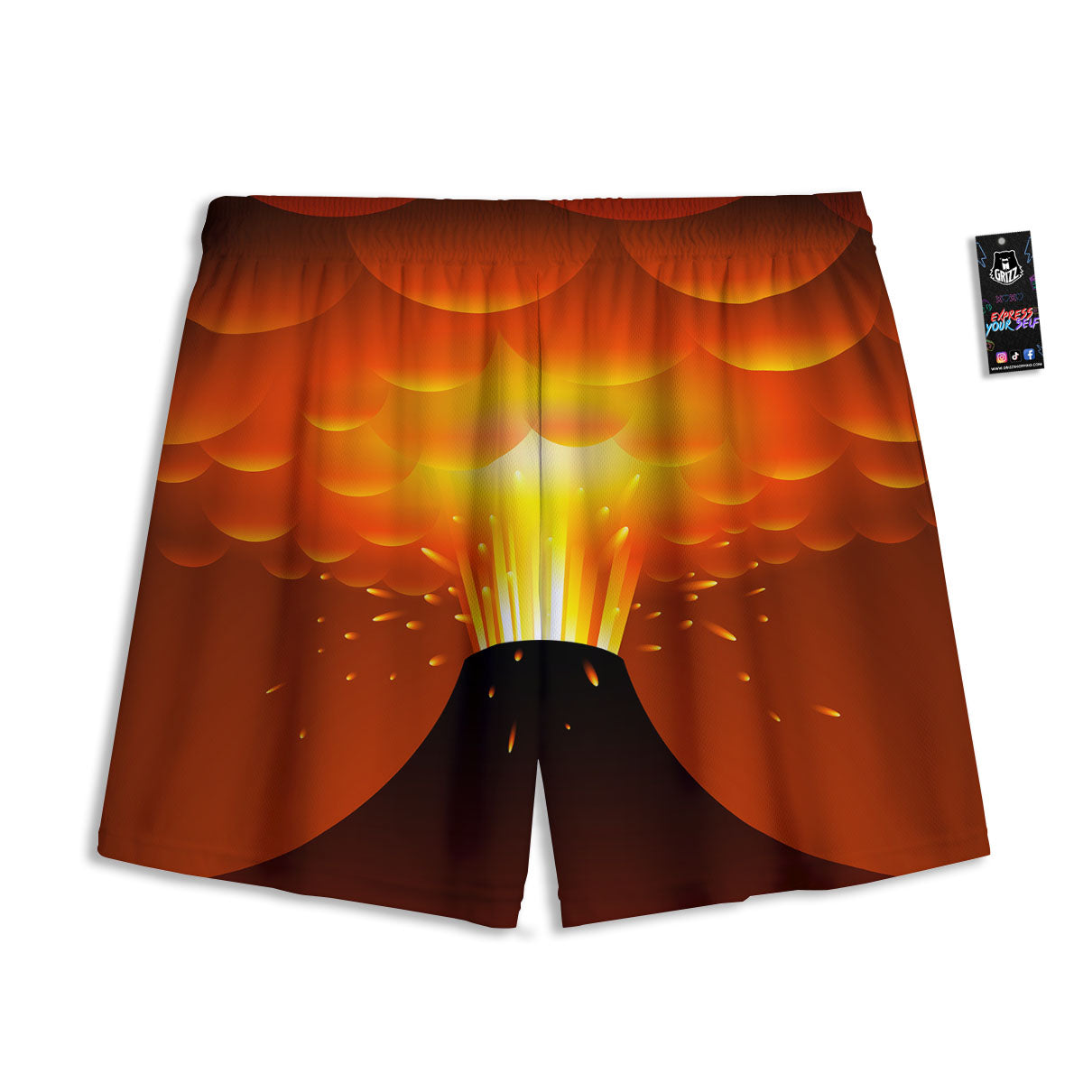 Volcano Erupt Print Mesh Shorts
