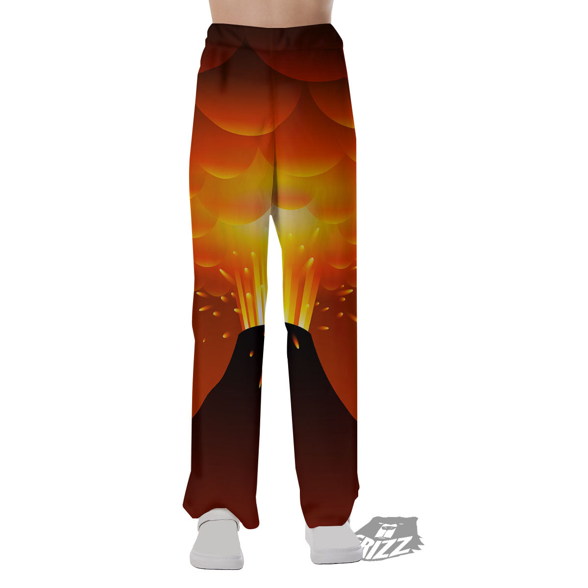 Volcano Erupt Print Pajama Pants-grizzshop