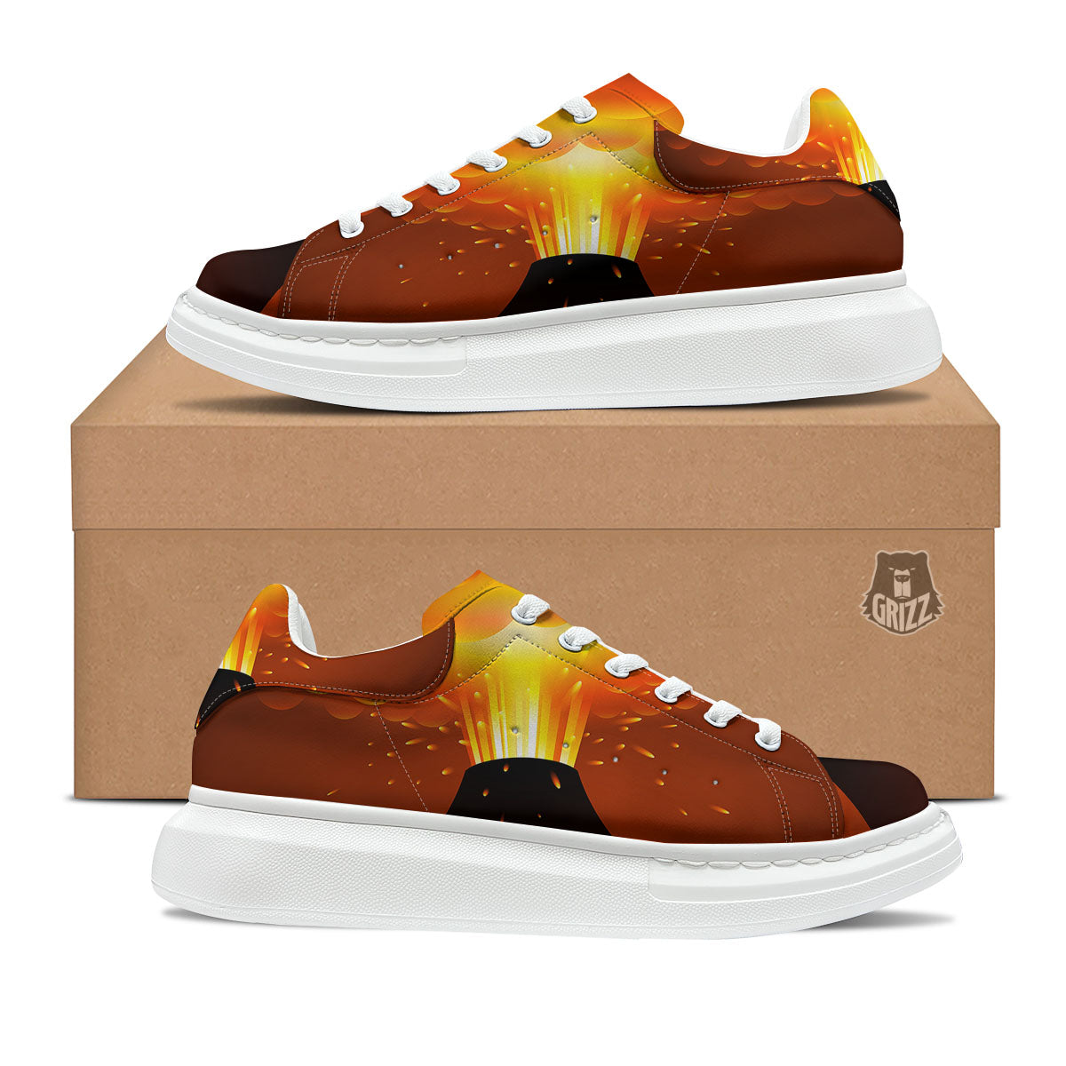 Volcano Erupt Print Platform Shoes-grizzshop