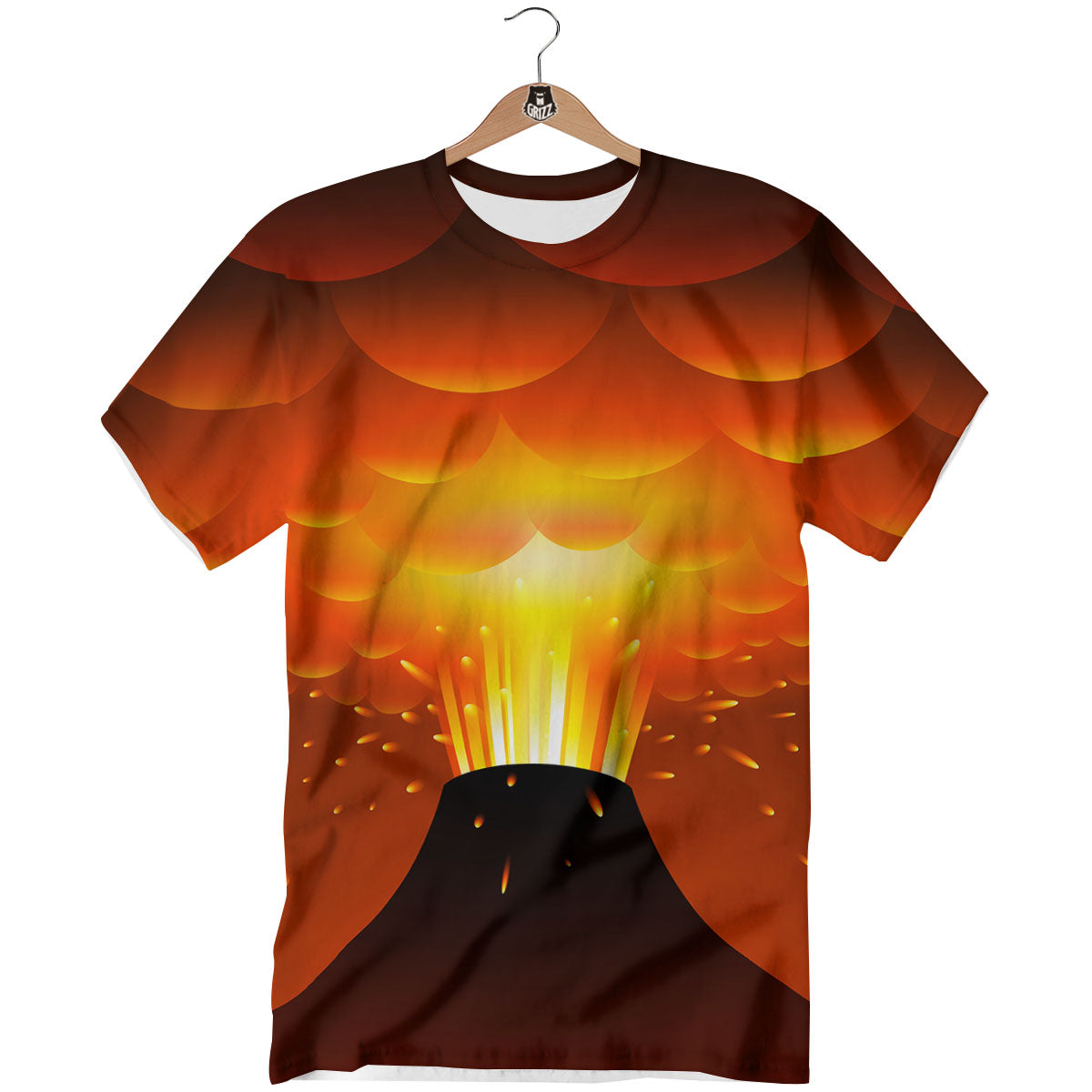 Volcano Erupt Print T-Shirt-grizzshop