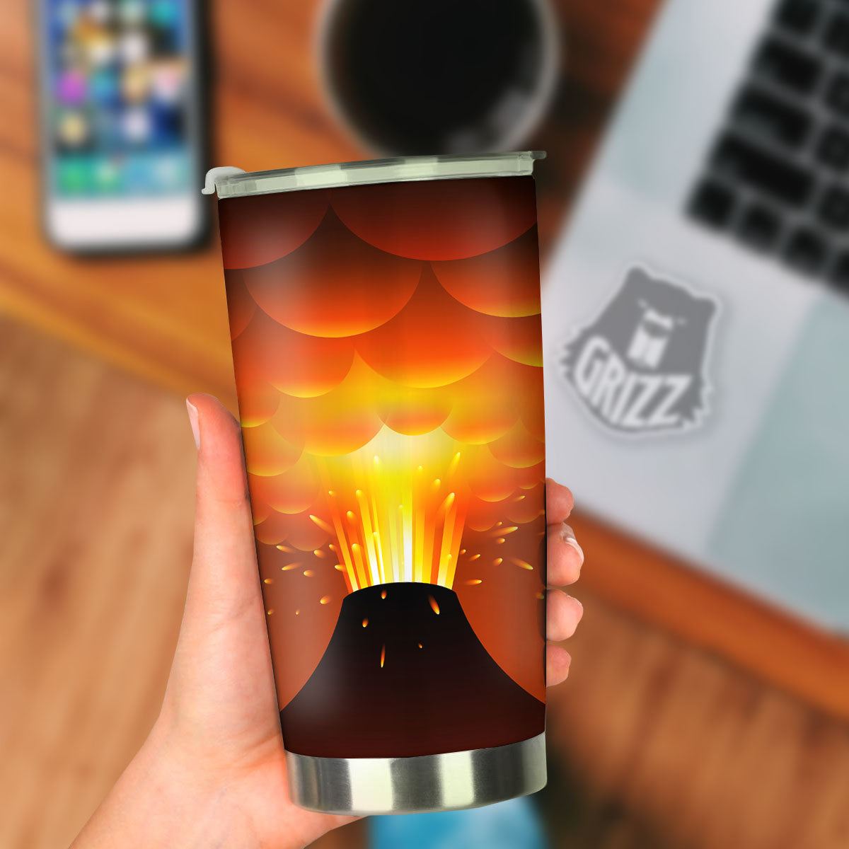 Volcano Erupt Print Tumbler-grizzshop