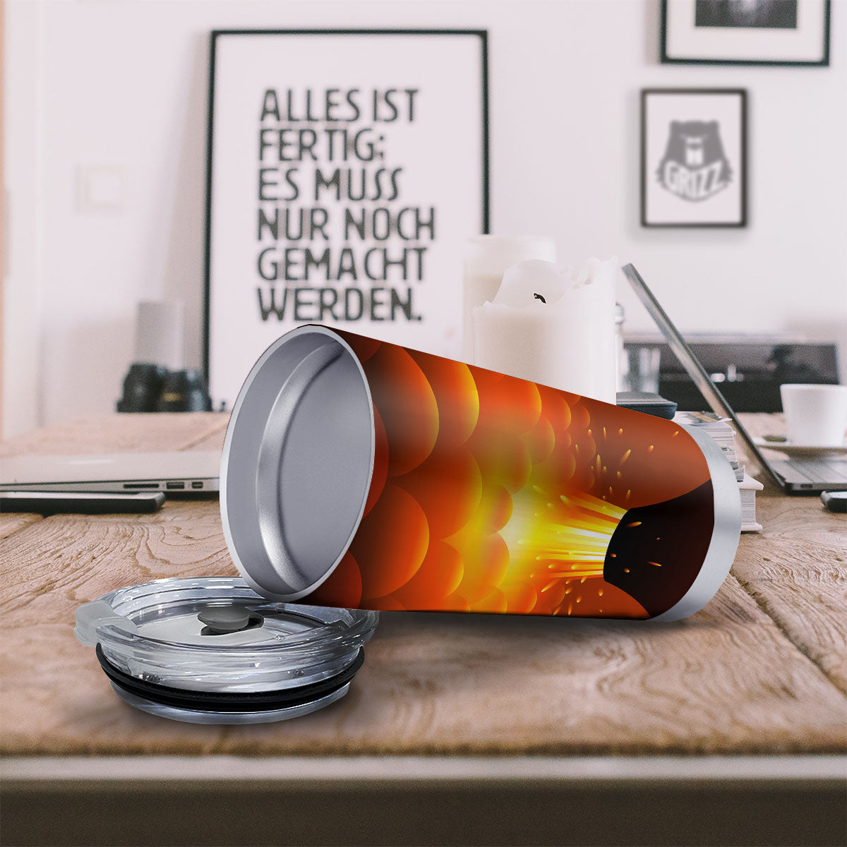 Volcano Erupt Print Tumbler-grizzshop