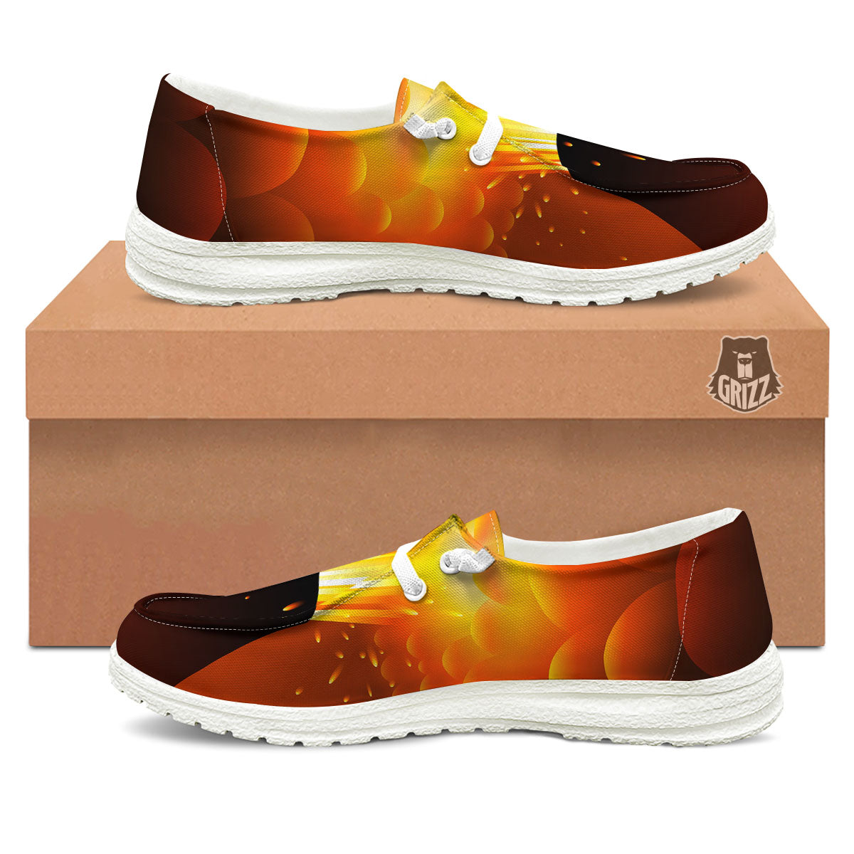 Volcano Erupt Print White Loafers-grizzshop