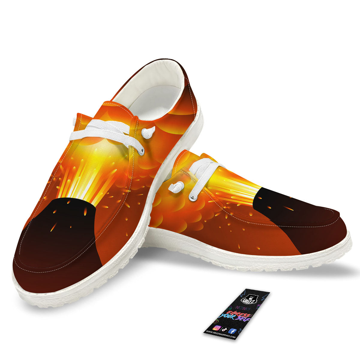 Volcano Erupt Print White Loafers-grizzshop