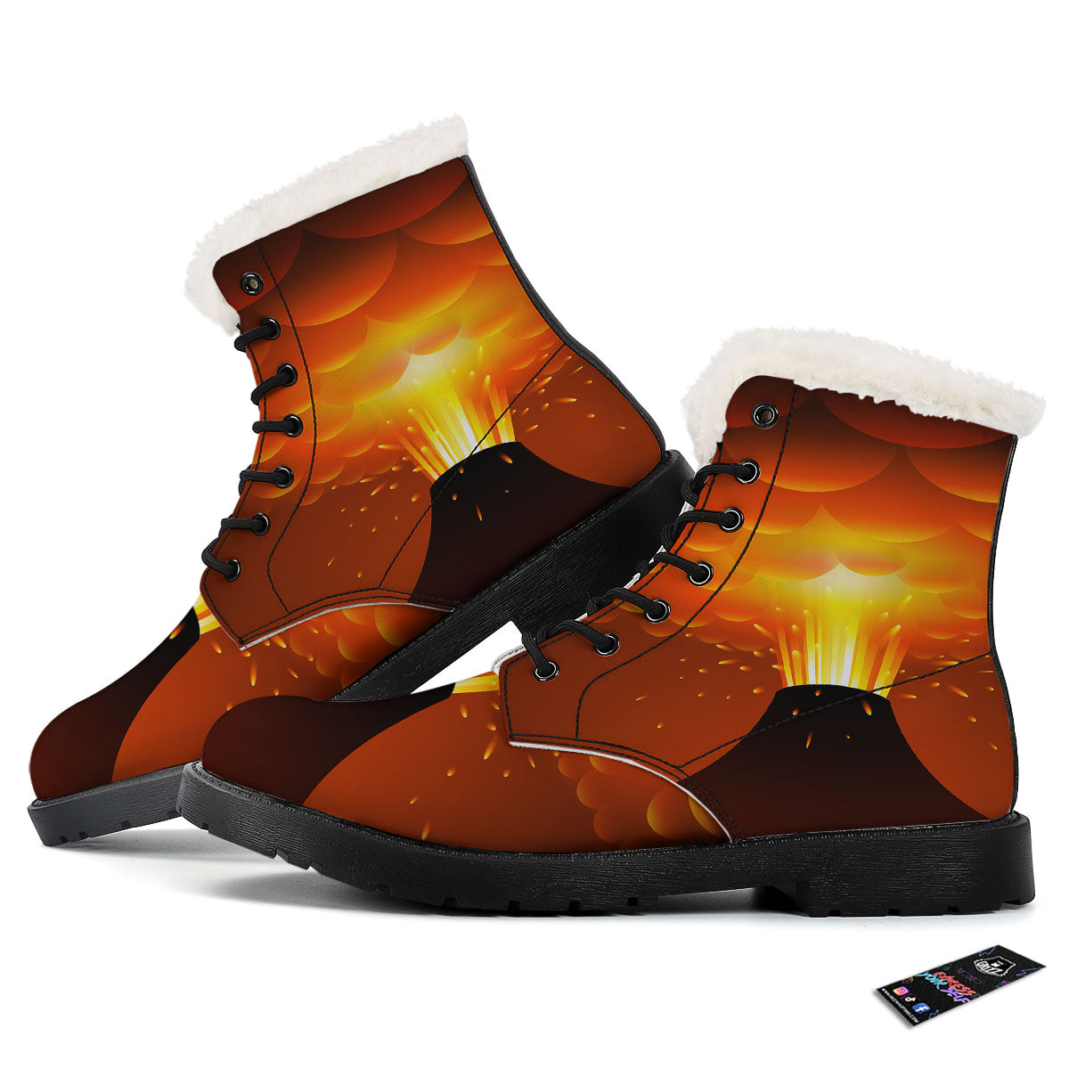 Volcano Erupt Print Winter Boots-grizzshop